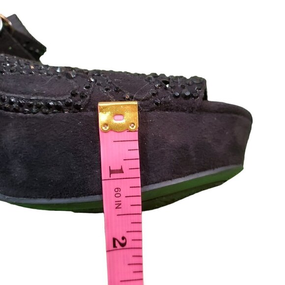 BLACK SUEDE RHINESTONE STELETTOS SIZE 6 - Picture 14 of 14
